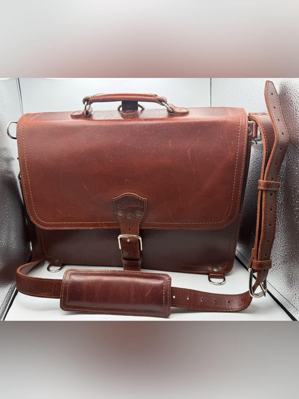 Saddleback Leather Thin Front Pocket Briefcase Med Tobacco